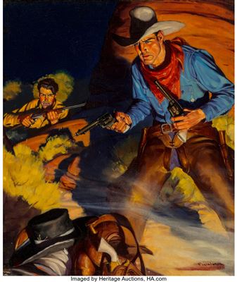 Gold Plated Six Guns, Wild West Weekly magazine cover, October 24, 1936