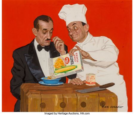 Chef Serving Maitre'd, Post Cornflakes advertisement, 1958