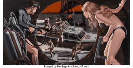 Fraulein House Hideout For the Yank Frogmen of Remagen, Stag interior illustration, March 1971