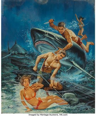 Tiger Shark Hunt, Adventure Magazine cover, October 1961