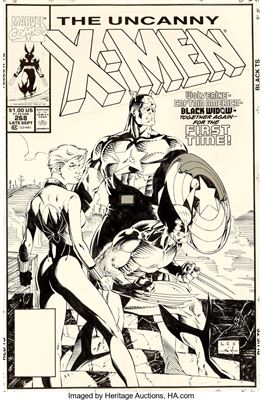 Uncanny X-Men #268 Cover Black Widow, Captain America, Wolverine Original Art (Marvel, 1990)