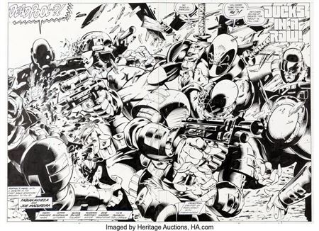Deadpool: The Circle Chase #1 Double Splash Page 2-3 Original Art (Marvel, 1993)