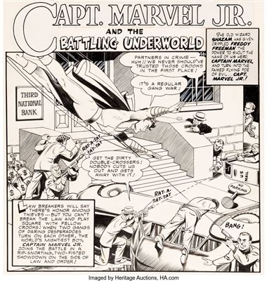 Master Comics #121 Complete 14-Page Story "Captain Marvel, Jr., and the Battling Underworld" Original Art (Fawcett Publ., 1951)