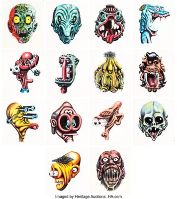 Monster/Make Your Own Name Trading Cards Illustration Original Art Group of 14 (Topps, 1966)