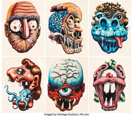 Make Your Own Name Stickers Illustration Original Art Group of 6 (Topps, 1966)
