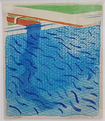 Blue Swimming Pool with Diving Board and Shadow Series