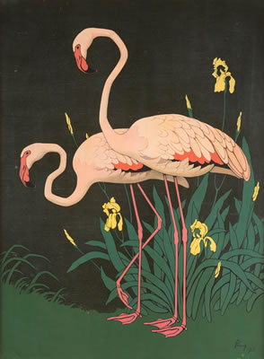 Sample artwork by Fritz Lang (1877 - 1961), known for woodcuts, linocuts, lithographs, book illustration, decorative painting - View similar artists and auction records
