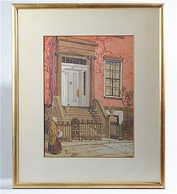 Elderly woman with a basket and shawl