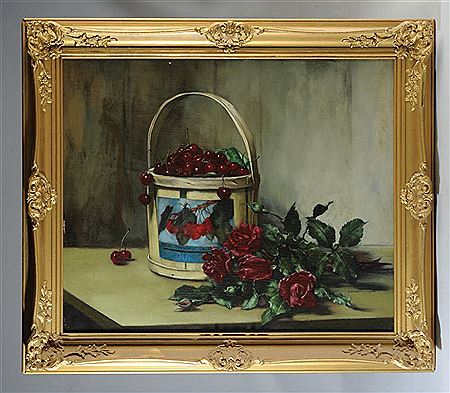 Still Life with Cherries and Roses