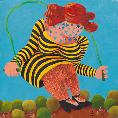 Untitled (Hairy Legged, Star TattooedGiantess in Striped Dress Skipping Rope), c. 1965