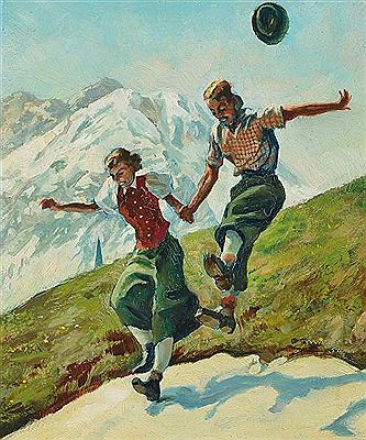 Junges Paar in Berglandschaft