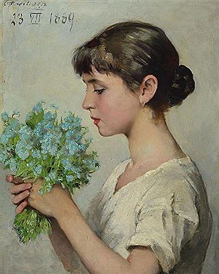 Mädchen mit Vergißmeinicht