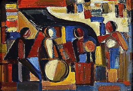 Sample artwork by Otto Ditscher (1903 - 1987), known for formal landscape painting, portraits, still lifes, abstract compositions, and collages - View similar artists and auction records