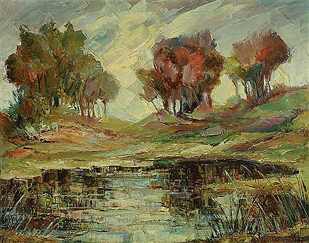 Autumnal landscape with lake