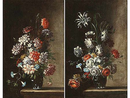STILL LIFE IN OVAL VASES(2)