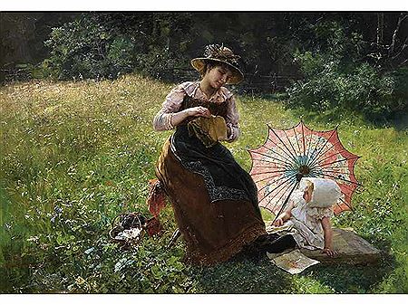 Sample artwork by Paul Hermann Wagner (1852 - 1937), known for glass, porcelain painting - View similar artists and auction records
