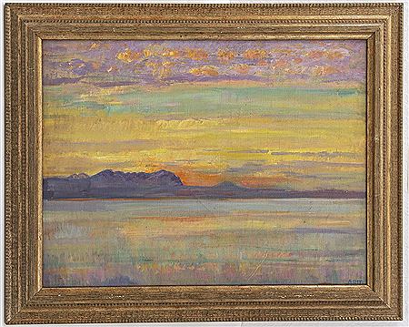 Seelandschaft bei Sonnenuntergang by Fritz Arlt - Auction record, sale price, and art valuation. Compare with similar artists and explore comparable artworks.