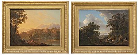 Les pendants Watteville , 1795, Pied du Jura, au-dessus de Trélex (Le matin) et Vue du bas de Tivoli avec pêcheurs, personnages vaches et chien (Le soir) (2) by Pierre-Louis De La Rive - Auction record, sale price, and art valuation. Compare with similar artists and explore comparable artworks.