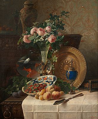 Composition à la table dressée et au bocal à poissons. by Edouard Van Den Bosch - Auction record, sale price, and art valuation. Compare with similar artists and explore comparable artworks.