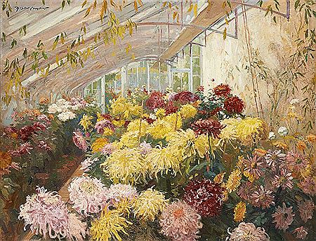 "La serre de chrysanthèmes au château de Culhan Court à Henley on Tames".