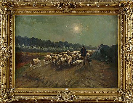 "Berger et son troupeau au crépuscule" by Henri Matthys - Auction record, sale price, and art valuation. Compare with similar artists and explore comparable artworks.