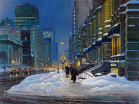 "Rapsody in blue, a romantic view of Sherbrooke St. W., corner McKay St"