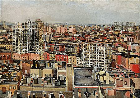 Above the rooftops of New York, 1950