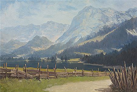 Lake Grundlsee with view of Totes Gebirge (mountain range) and Gößl