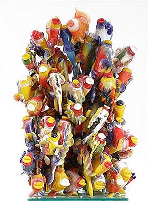Exceptional sculpture with 62 fish