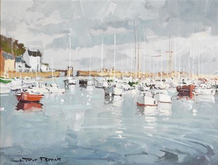 "Voiliers amarrés, petit port de Bretagne"