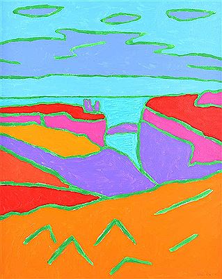 Sample artwork by Sean Patrick (Born 1990), known for abstract coastal view and portrait painting, colorist, fluid motion affect - View similar artists and auction records