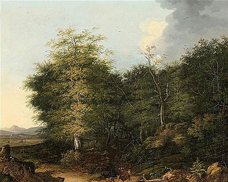 Bewaldete Landschaft mit einem Hirten