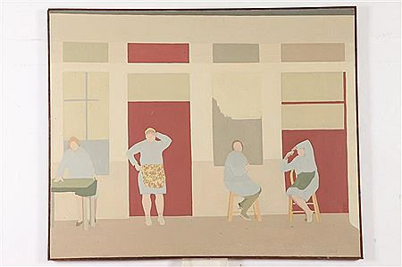 FOUR GREEK WOMEN WITH RED AND GREEN