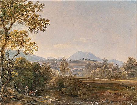 Hikers in a South German landscape
