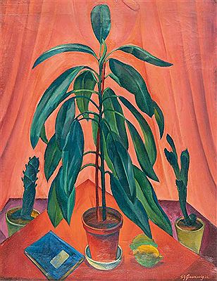 Still life with a rubber tree