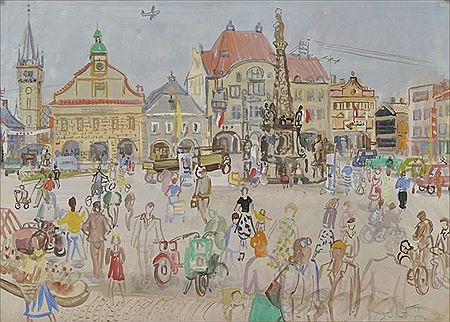 Ansicht von Prag (Ringplatz, Kleinseite?). 1959