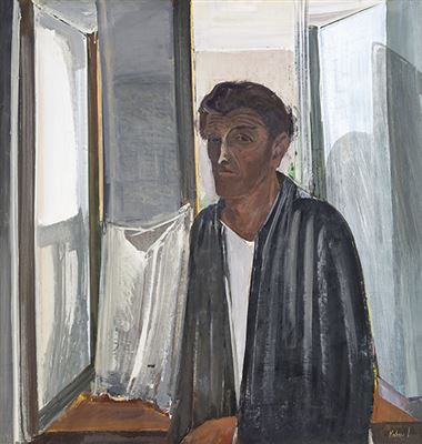 Self-Portrait in Studio with Reflecting Windows