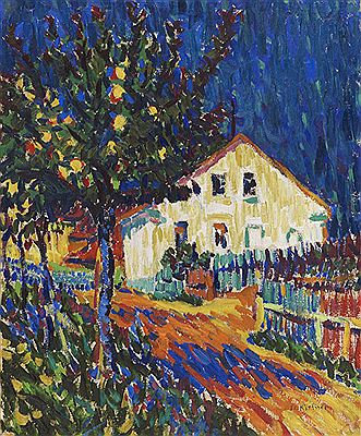 Dorfstraße mit Apfelbäumen, 1907