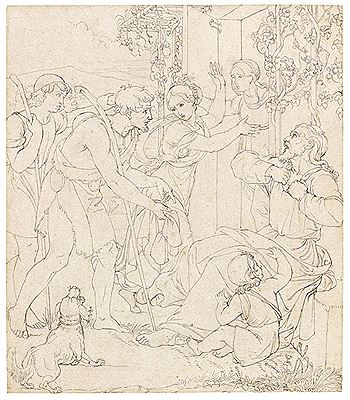 Die Klage Jakobs um Joseph (Freskoentwurf für die Casa Bartholdy in Rom), 1816