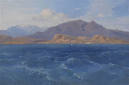 Blick auf den Parnass mit den Ruinen von Krissa