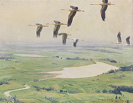Ziehende Störche, Anfang 1900