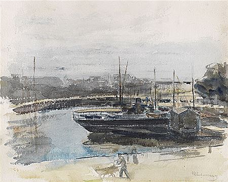 Quai in Hamburg / Meereswellen, 1900/1902.
