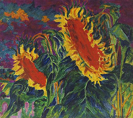 Zwei Sonnenblumen, 1926-1928. by Philipp Bauknecht - Auction record, sale price, and art valuation. Compare with similar artists and explore comparable artworks.