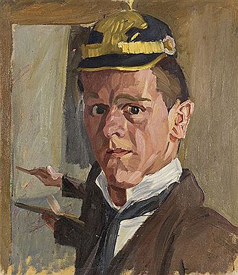 Selbst mit Pickelhaube, 1913.