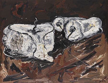 Ohne Titel (Stillleben mit Kerzenstummeln), 1983