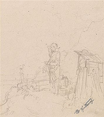 Strickende Wacht (Der Kanonier), Um 1848