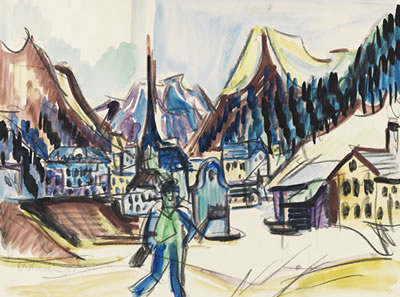 Ansicht von Davos (Landschaft bei Davos im Winter)