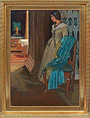 Junge Dame in einem Interieur