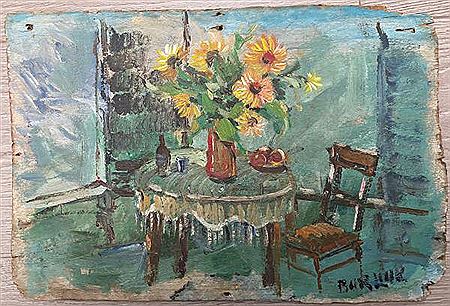 Vase of sunflowers in an interior