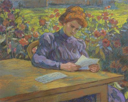 Woman reading in a garden